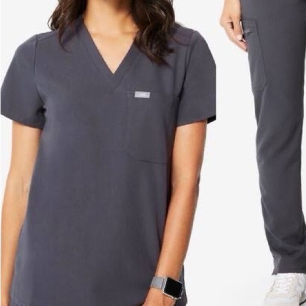 Figs Charcoal Caterina Scrub Top Gem